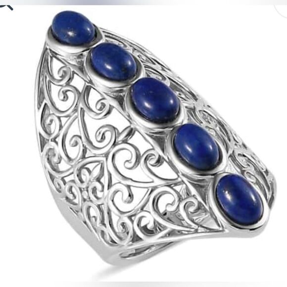Karis Lapis Lazuli Openwork Ring - Picture 2 of 14